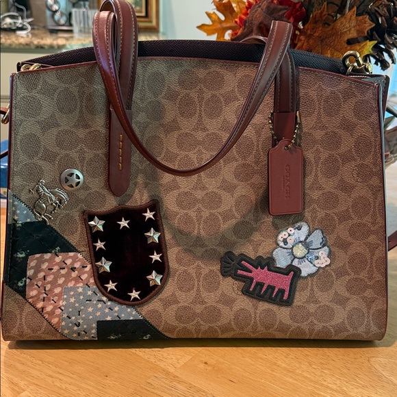 Coach Brown and Tan Tote with Patches - Picture 1 of 10